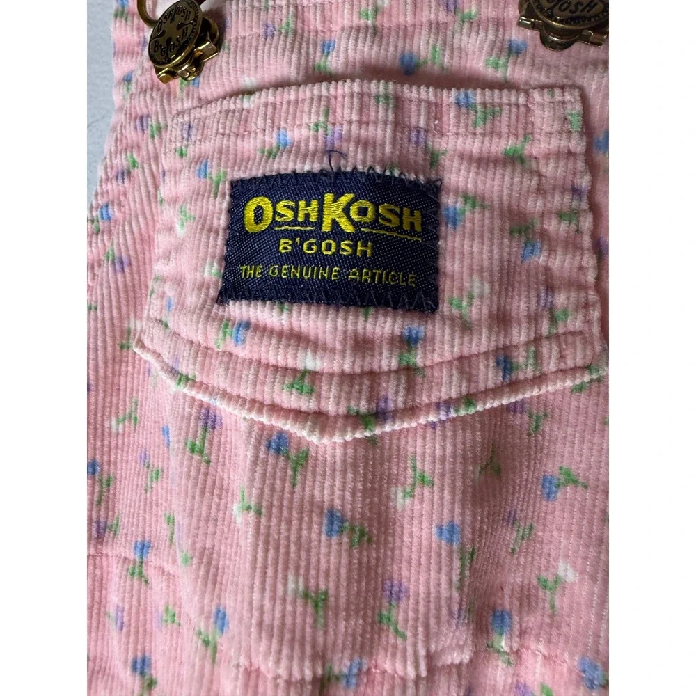 Vintage Oshkosh pink floral corduroy overalls‎ size 24 months
